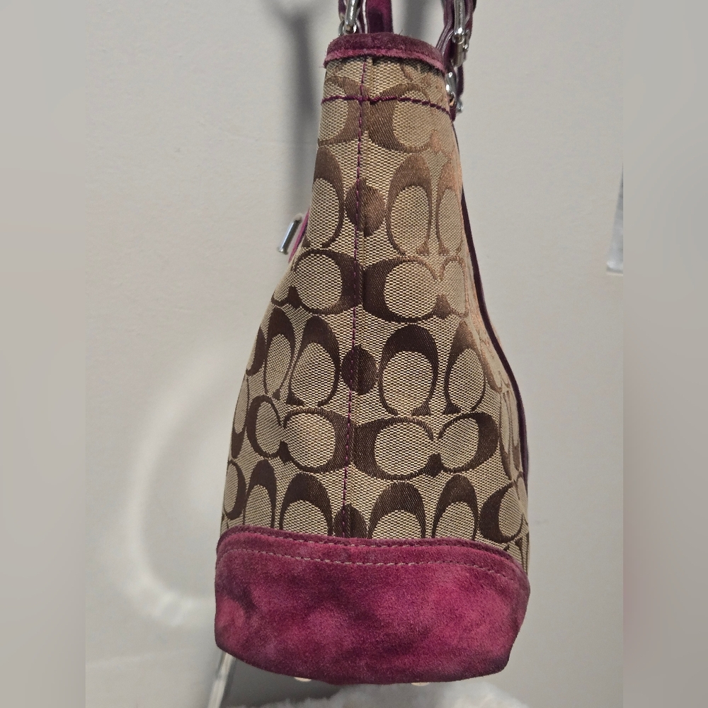 Coach Signature Canvas Tote Bag - Pink and Brown - Picture 4 of 14